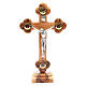 Trefoil Cross with base olive wood Holy Land earth seeds 26cm s1
