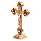 Trefoil Cross with base olive wood Holy Land earth seeds 26cm s2