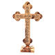 Trefoil Cross with base olive wood Holy Land earth seeds 26cm s3