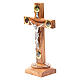 Table Crucifix olive wood Holy Land earth & seeds 19cm s2