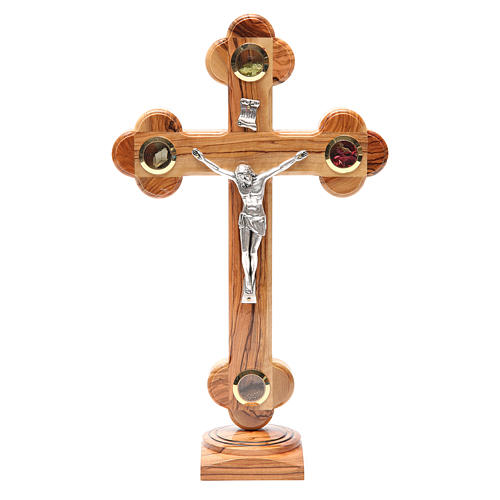 Trefoil Crucifix for table olive wood 31cm 1