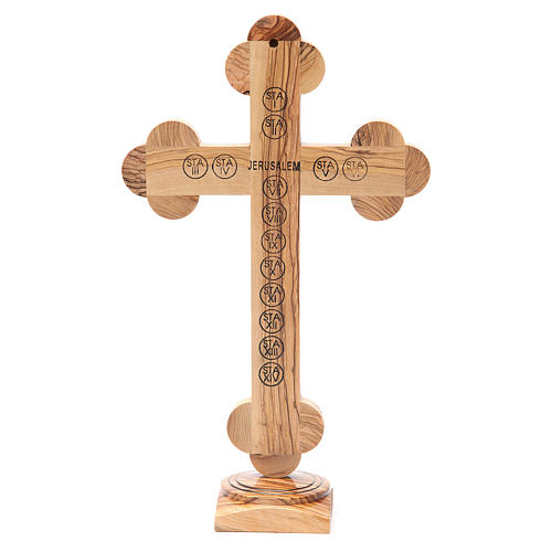 Trefoil Crucifix for table olive wood 31cm 3