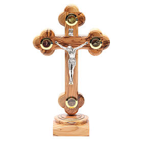 Trefoil Crucifix for table olive wood 22cm