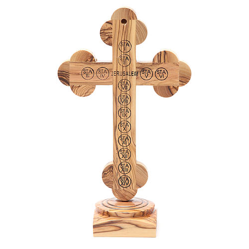 Trefoil Crucifix for table olive wood 22cm 3