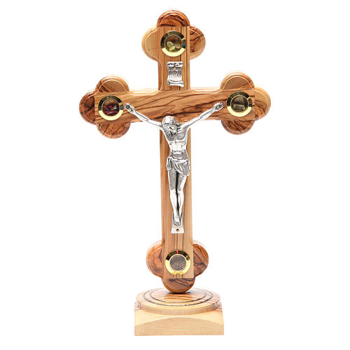 Dreilappigen Tischkruzifix Olivenholz heiligen Land 26cm 1