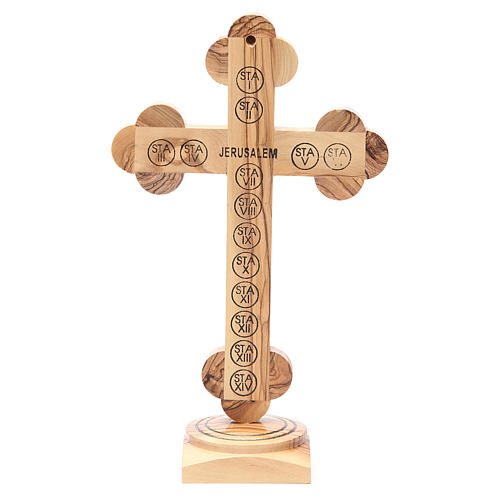 Dreilappigen Tischkruzifix Olivenholz heiligen Land 26cm 3