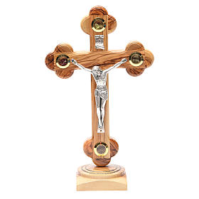Crucifix trilobé à poser bois olivier Palestine 26 cm