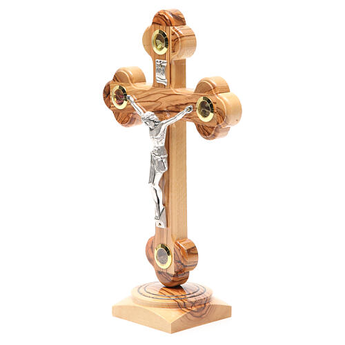 Crucifixo de mesa em trevo oliveira Palestina 26 cm 2