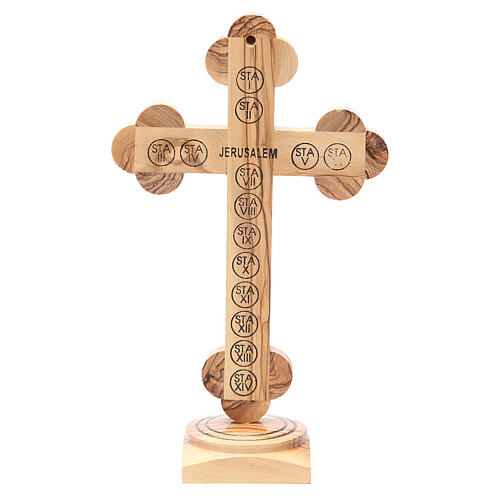 Crucifixo de mesa em trevo oliveira Palestina 26 cm 3