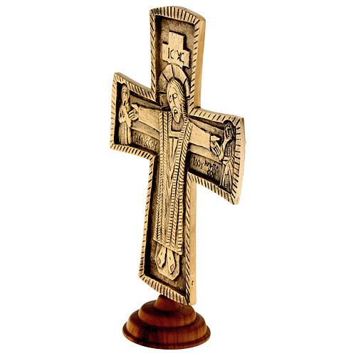 Crucifix d'autel Moines de Bethléem Jésus Grand Prêtre laiton 30x20 cm 3