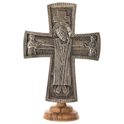 Crucifixo de altar Monges de Belém Jésus Grand Prêtre latão 30x20 cm 1