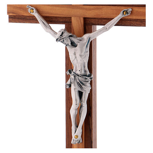 Crucifix de table bois noyer insert olivier 2