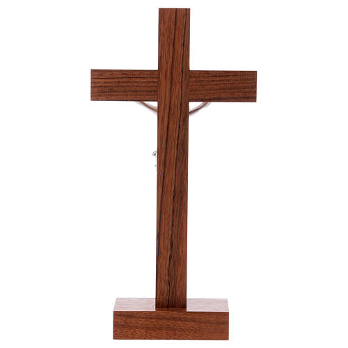Crucifix de table bois noyer insert olivier 5