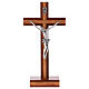 Crucifix de table bois noyer insert olivier s1