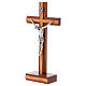 Crucifix de table bois noyer insert olivier s3