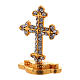 Table cross in gilded brass covered with white synthetic stones 3.5 cm s2