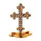 Crucifix de table avec strass en laiton h 3,5 cm s1