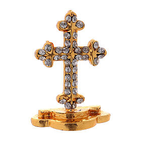 Crucifixo de mesa com brilhantes em latão h 3,5 cm