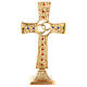 Wedding cross with crossed rings, gold plated brass, crystals s1
