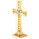 Wedding cross with crossed rings, gold plated brass, crystals s3