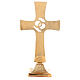 Wedding cross with crossed rings, gold plated brass, crystals s4