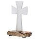 Standing cross, white enamelled metal, wood base, 10 cm s2