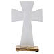 Cross with wood base, white enamelled metal, 20 cm s1