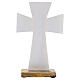 Cross with wood base, white enamelled metal, 20 cm s3