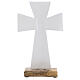 Croix de table émail blanc 26 cm fer bois s1