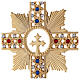 Crucifixo de mesa flores latão dourado cristais corados h 25 cm s2