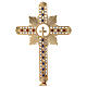 Crucifixo de mesa flores latão dourado cristais corados h 25 cm s4