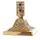 Floral table cross in golden brass with colored crystals h 25 cm s7