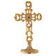 Kreuz aus vergoldetem Messing mit gelochtem Sockel und rotem Kristall, 21 cm hoch s4