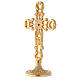 Cross with cut-out base, gold plated brass, red crystal, h 21 cm s3