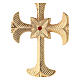 Medieval standing cross, gold plated brass, red crystal, h 19 cm s2