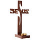 Standing cross with candle holder, Jesus design, wood, 29 cm s3