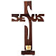 Jesus standing cross, wood, with 2 cm candle holder, h 24 cm s1