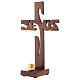 Jesus standing cross, wood, with 2 cm candle holder, h 24 cm s2