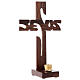 Jesus standing cross, wood, with 2 cm candle holder, h 24 cm s3