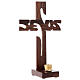 Jesus table cross wooden h 24 cm with 2 cm candle holder  s3