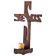 Cruz con base madera oscura Jesús 19 cm portavela 2 cm s2