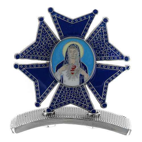 Icono de mesa azul Sagrado Corazón María esmaltada 6x6 cm 1
