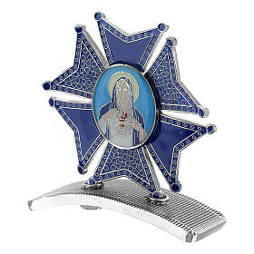 Icona da tavolo blu Sacro Cuore Maria smaltata 6x6 cm