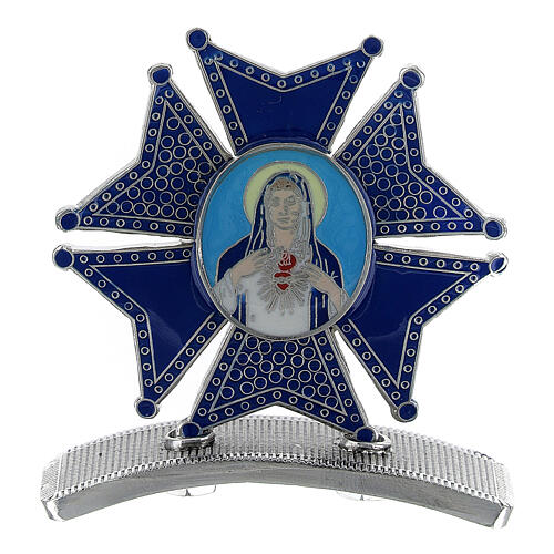 Icona da tavolo blu Sacro Cuore Maria smaltata 6x6 cm 1