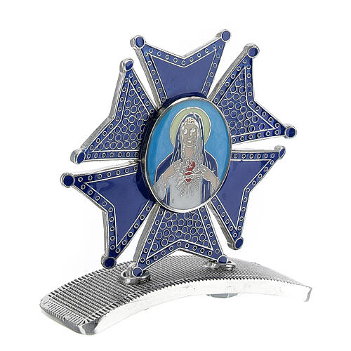 Icona da tavolo blu Sacro Cuore Maria smaltata 6x6 cm 3