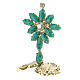Standing cross with crystals, variegated green, 7x5 cm s2