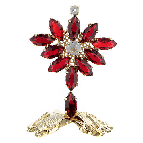 Table cross red crystals white strass 7x5 cm 1