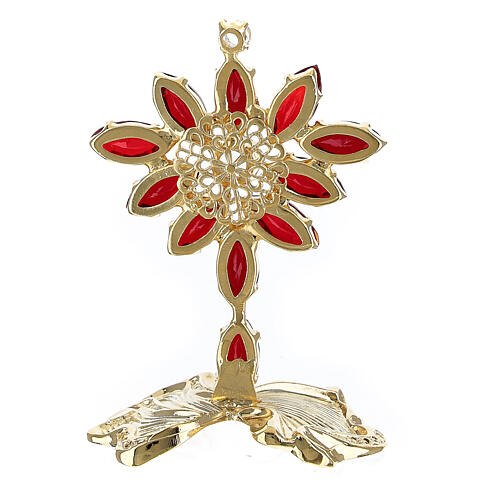 Table cross red crystals white strass 7x5 cm