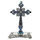 Kreuz zum hinstellen mit Strass silber 10x7 cm, blau s1