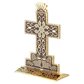 Croix de table émaillée devant derrière marron 10x7 cm